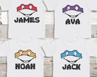 PERSONALISED Name Turtles T-Shirt or Baby Bodysuit - T-Shirt - Babies T-Shirt - Kids T-Shirt - Baby Bodysuit - Ninja Turtles