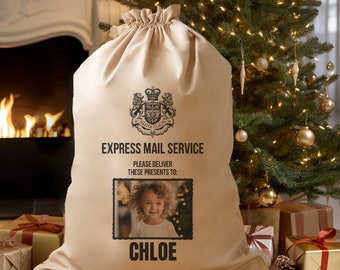 Personalised Photo Express Mail Santa Sack - Christmas Present Sack - Christmas Gift - Christmas Eve Box - Father Christmas Bag - Xmas Bag