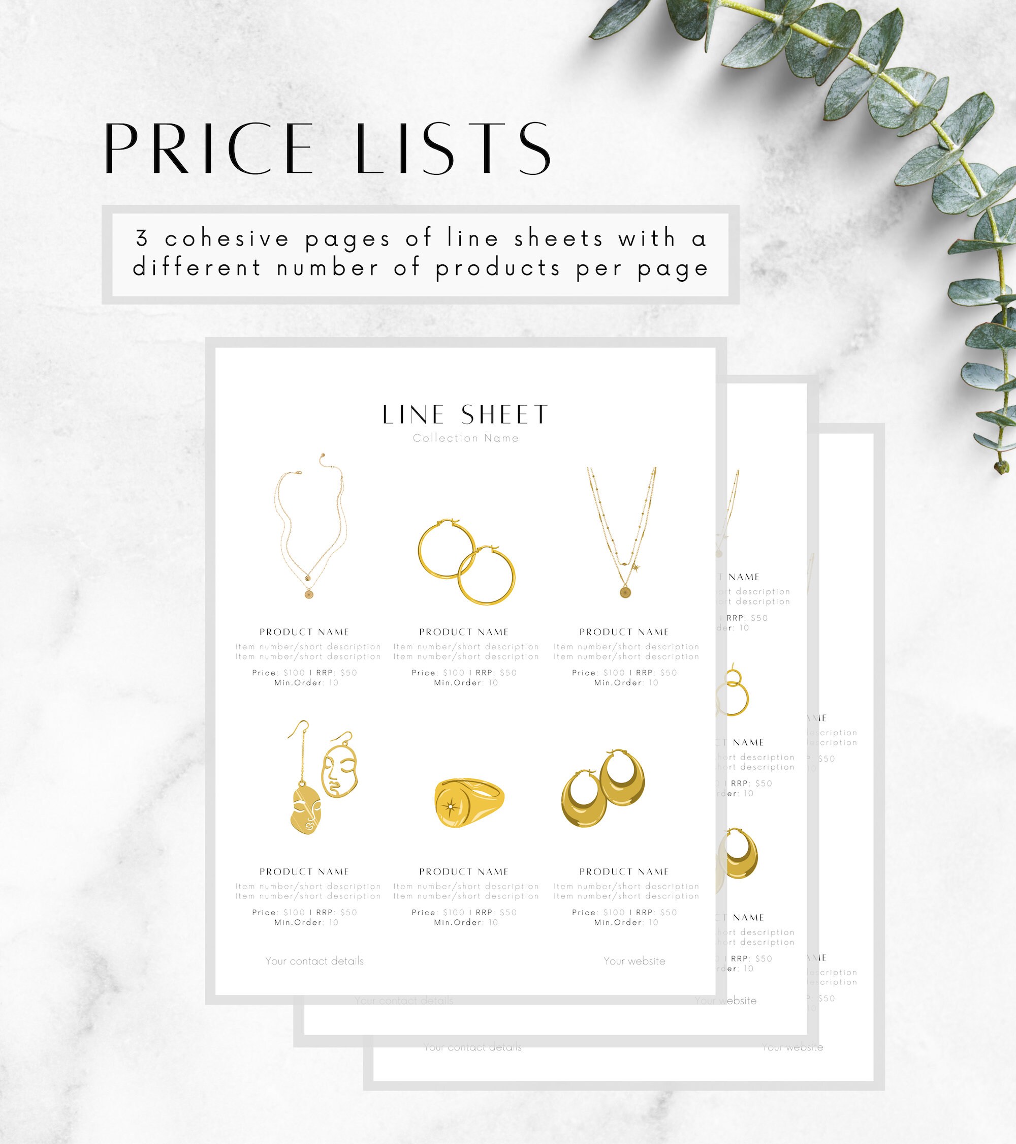 Wholesale Price List Template Line Sheet for Business Etsy Canada