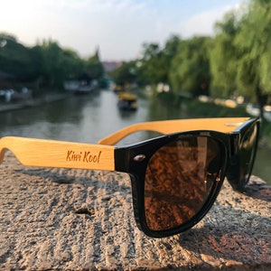 Wood Sunglasses Eco Eyewear Polarized Sunglass, Bamboo Wooden Sunglasses Men Women, Sustainable Woodgrain Glasses Unique UV Shades Cool Gift