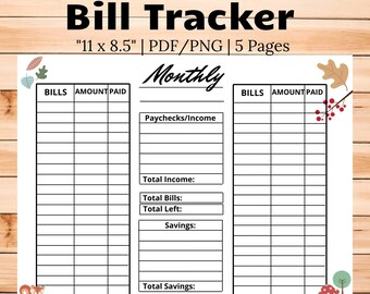 Monatlicher Abonnement-Tracker, Bill Tracker druckbar, Bill Planner, Gehaltsscheck-Budgetierung, Budgetvorlage, monatlicher Bill Tracker, Checkliste bezahlen