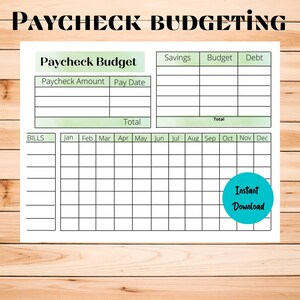 Paycheck Budgeting, Budget Planner, Financial Planner, Budget by Paycheck Spreadsheet, Money Tracker, Yearly Budget Spreadsheet, Simple PDF