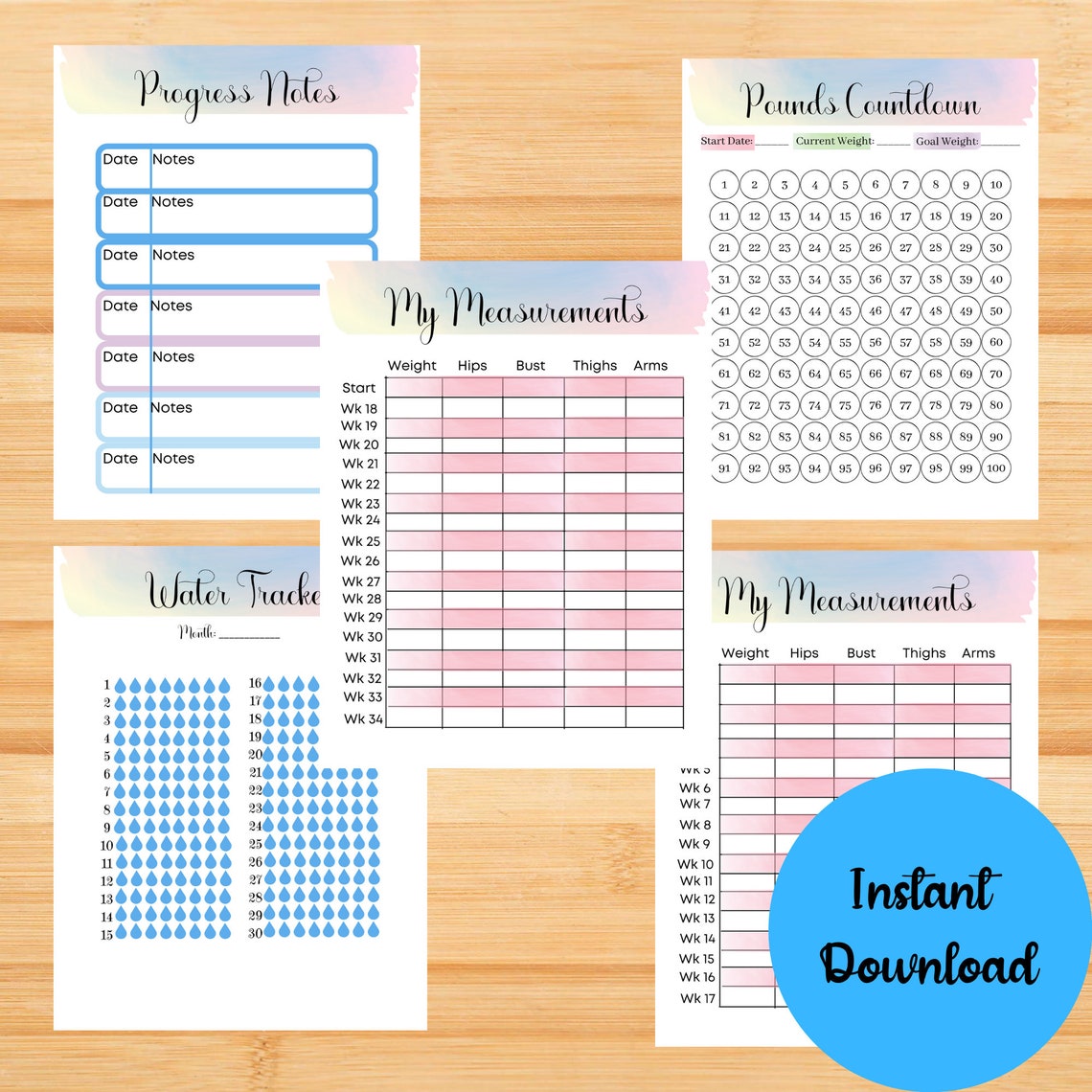 Weight Loss Tracker Health Planner Fitness Planner Water Etsy