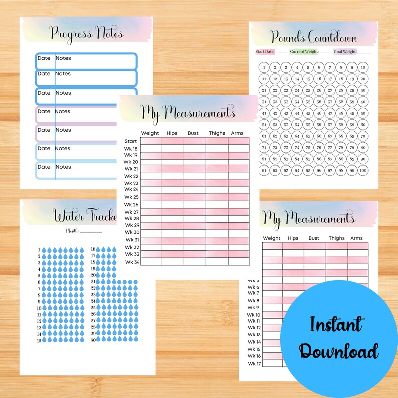 Weight Loss Tracker Health Planner Fitness Planner Water Etsy