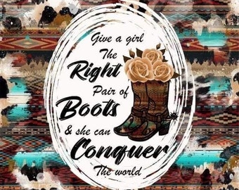 NOT DIGITAL DOWNLOAD she’s going to conquer the world print ready to use ready to press transfer for sublimation 20oz tumbler.