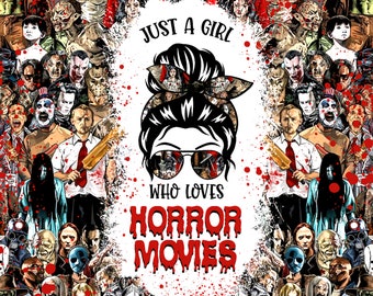 NOT DIGITAL DOWNLOAD horror movies girl print ready to use ready to press transfer for sublimation 20oz tumbler.