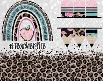 NOT DIGITAL DOWNLOAD teacher life print ready to use ready to press transfer for sublimation 20oz tumbler.
