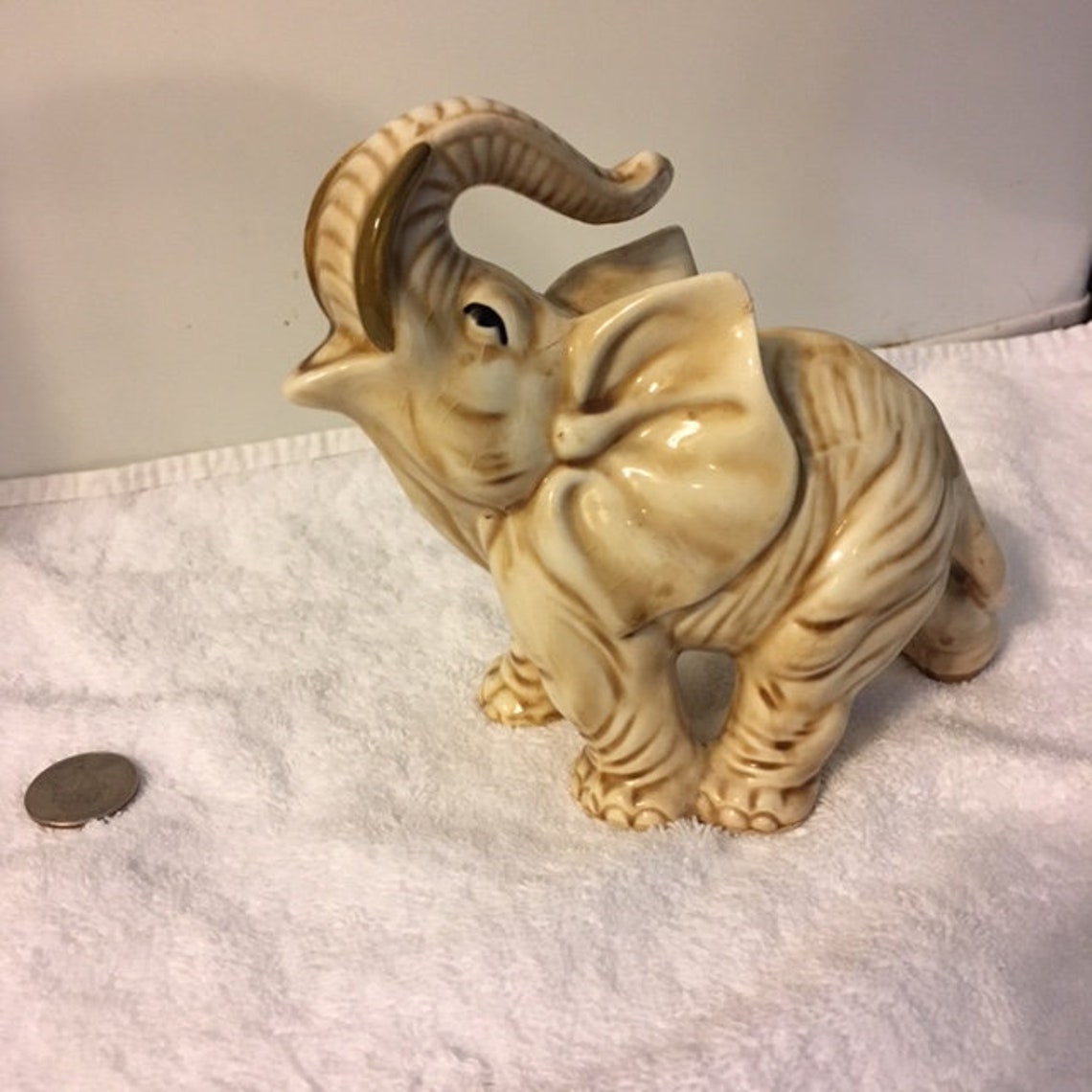 Norleans Porcelain Elephant Figurine vintage Trunk Up Good Etsy