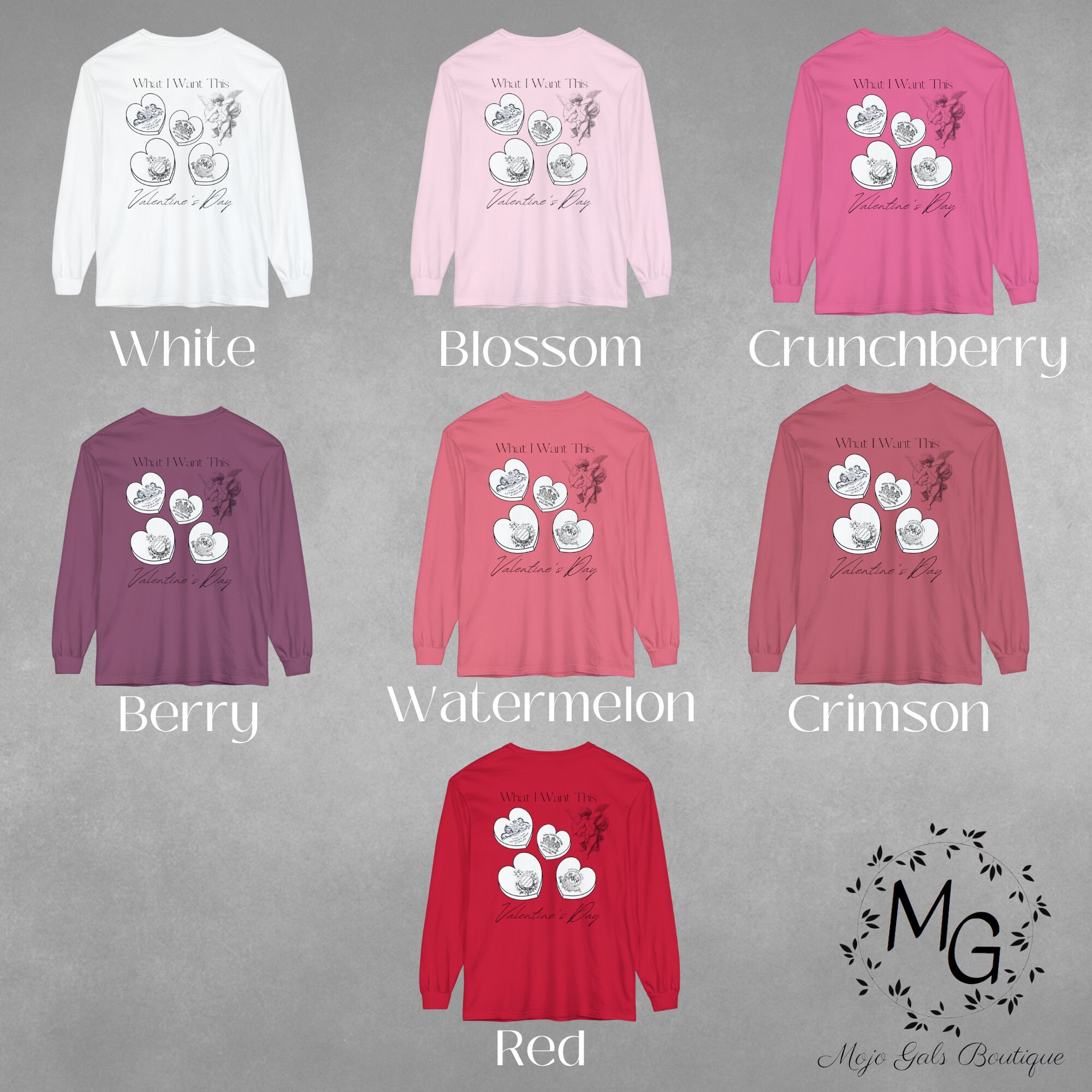 Antique Ironstone Valentine Candy Heart Comfort Color Long Sleeve Tee