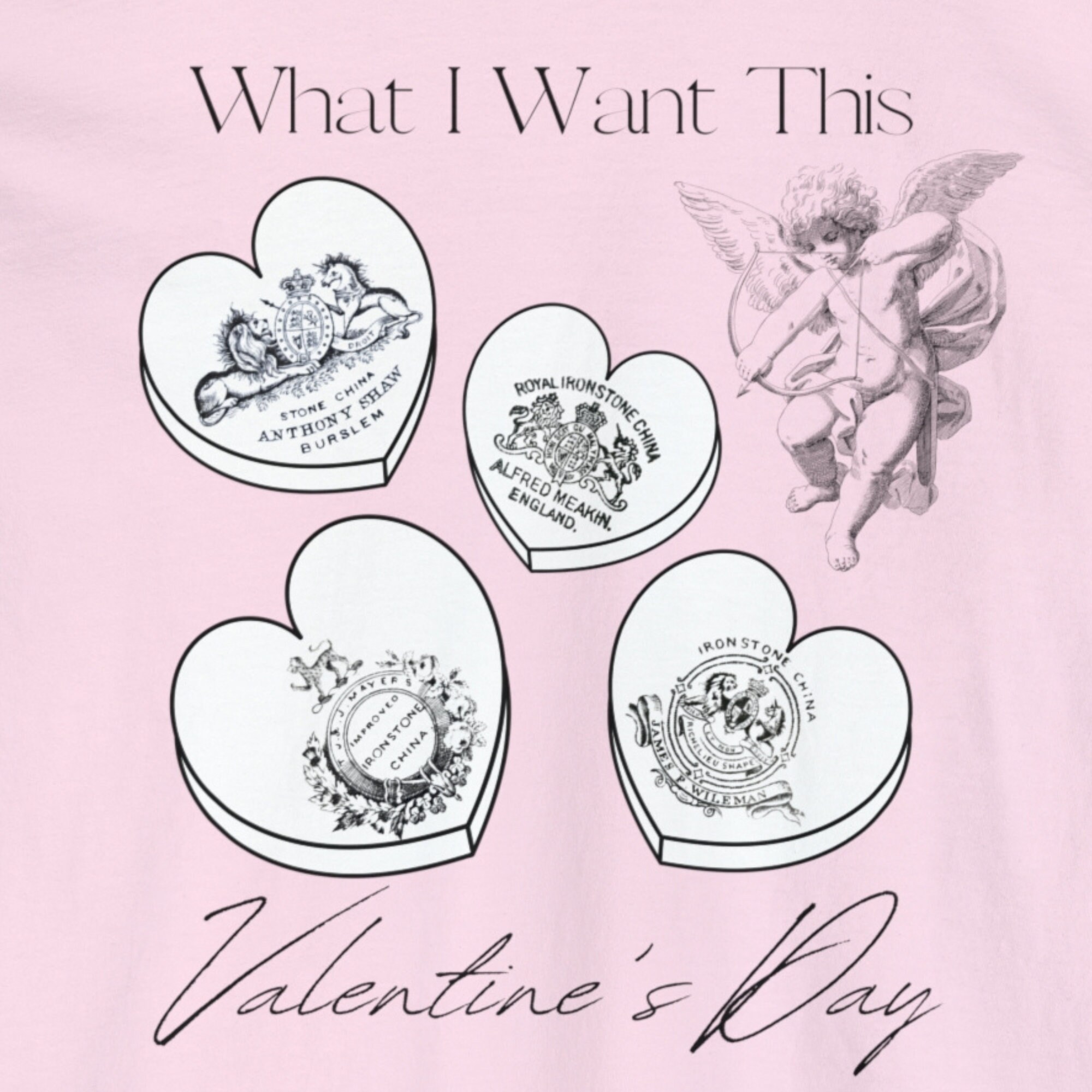 Antique Ironstone Valentine Candy Heart Comfort Color Long Sleeve Tee