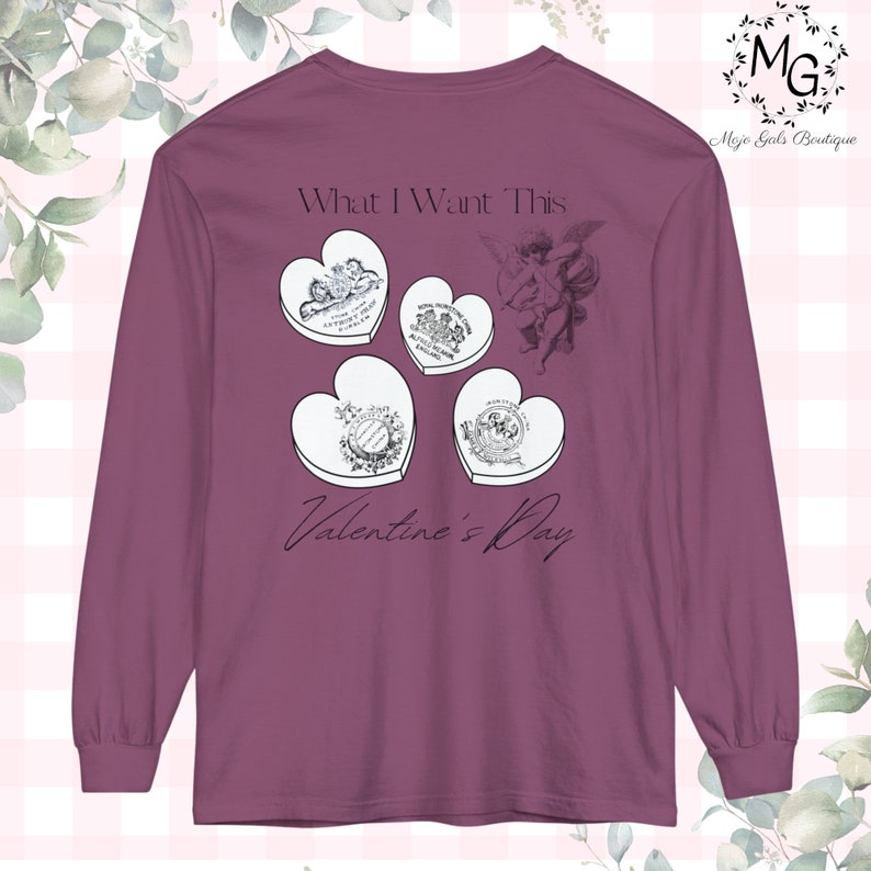 Antique Ironstone Valentine Candy Heart Comfort Color Long Sleeve Tee