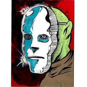 Dave Castr Original Sketch Card Original 1/1 Shiny Face Art W Halter