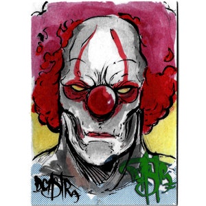 Dave Castr Original Sketch Karte Original 1/1 Yuk Yuk Clown Art W Halter