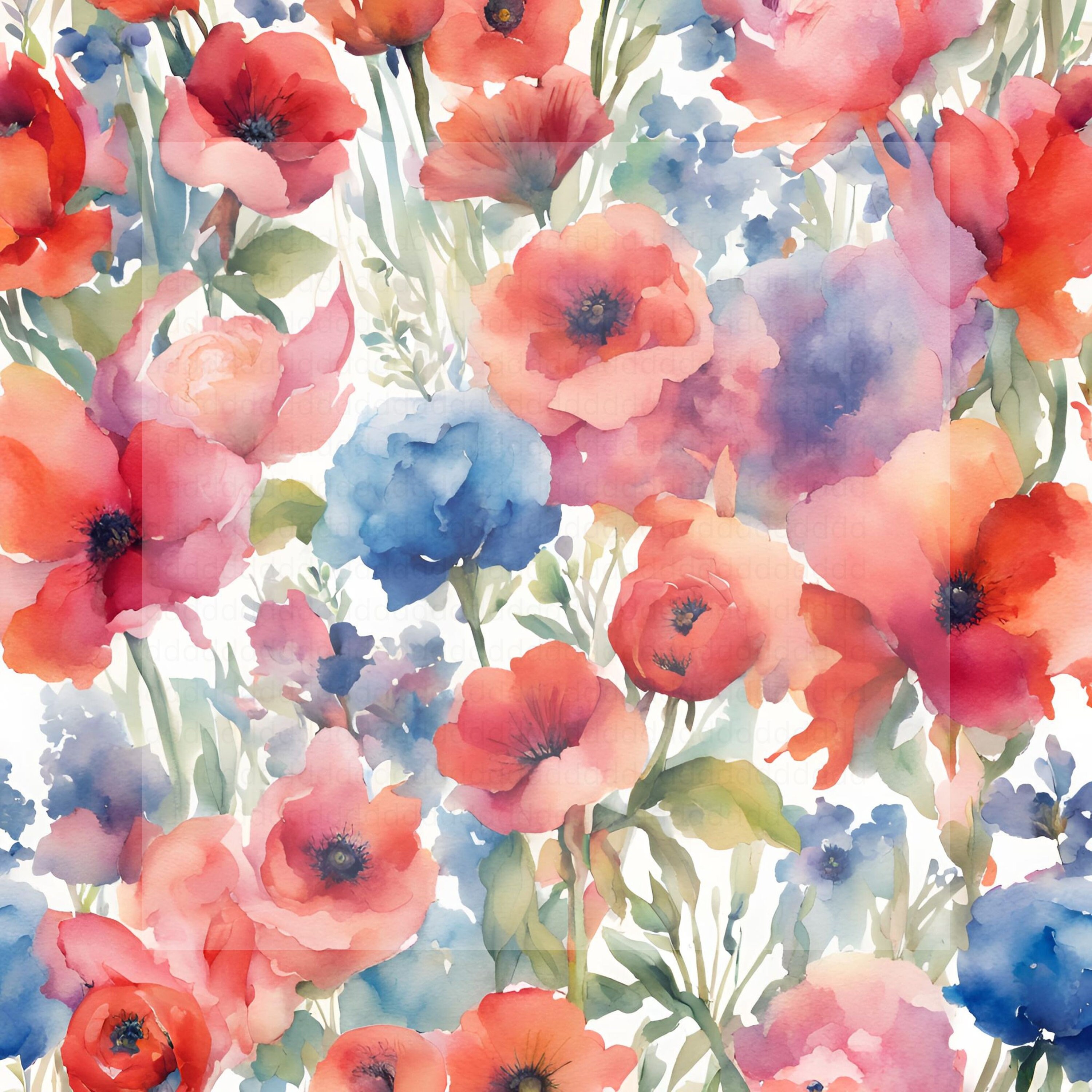 10 Watercolor Flowers Clip Art, Printable Clipart, Jpg, Digital