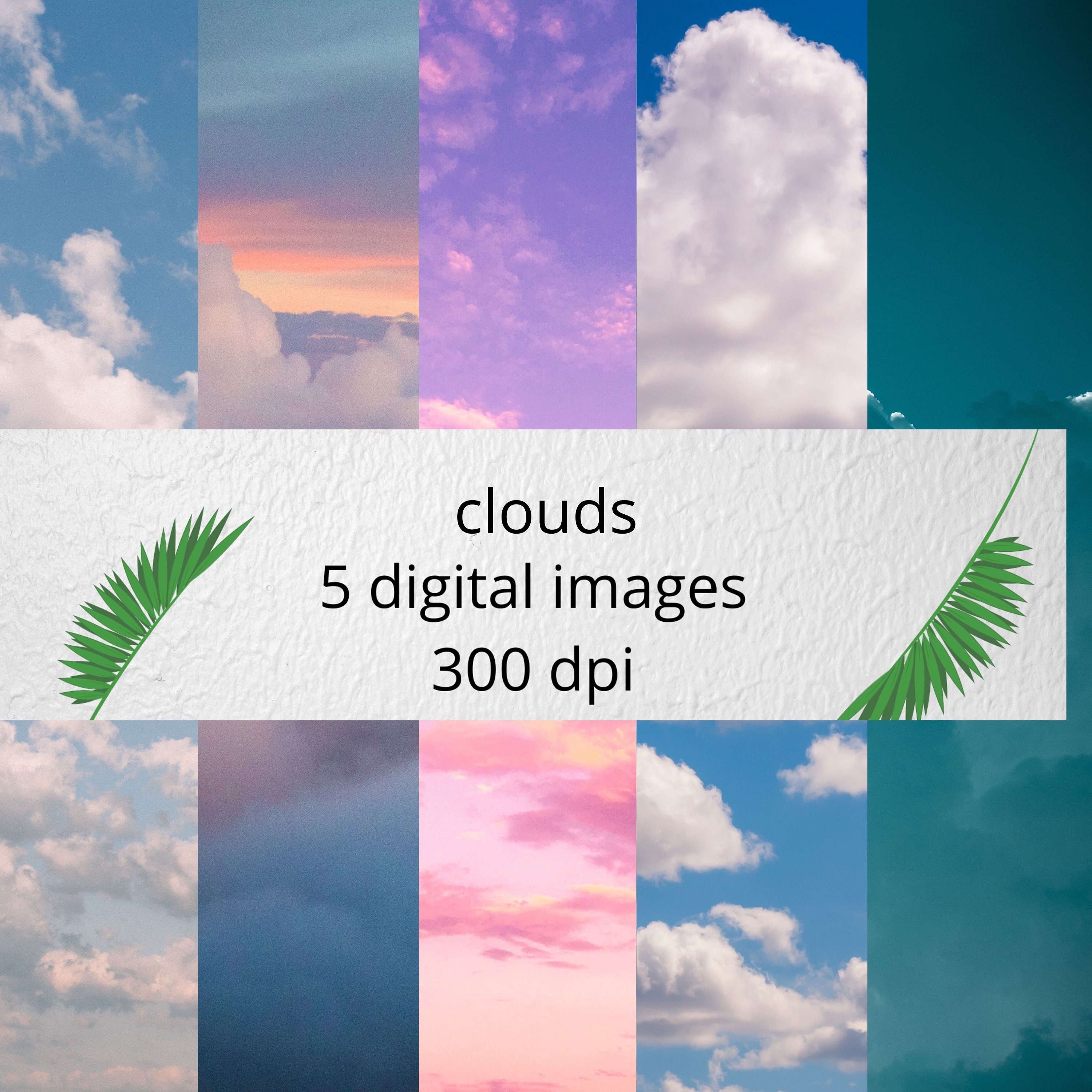 Clouds Digital Paper Scrapbooking  Design Frames Etsy