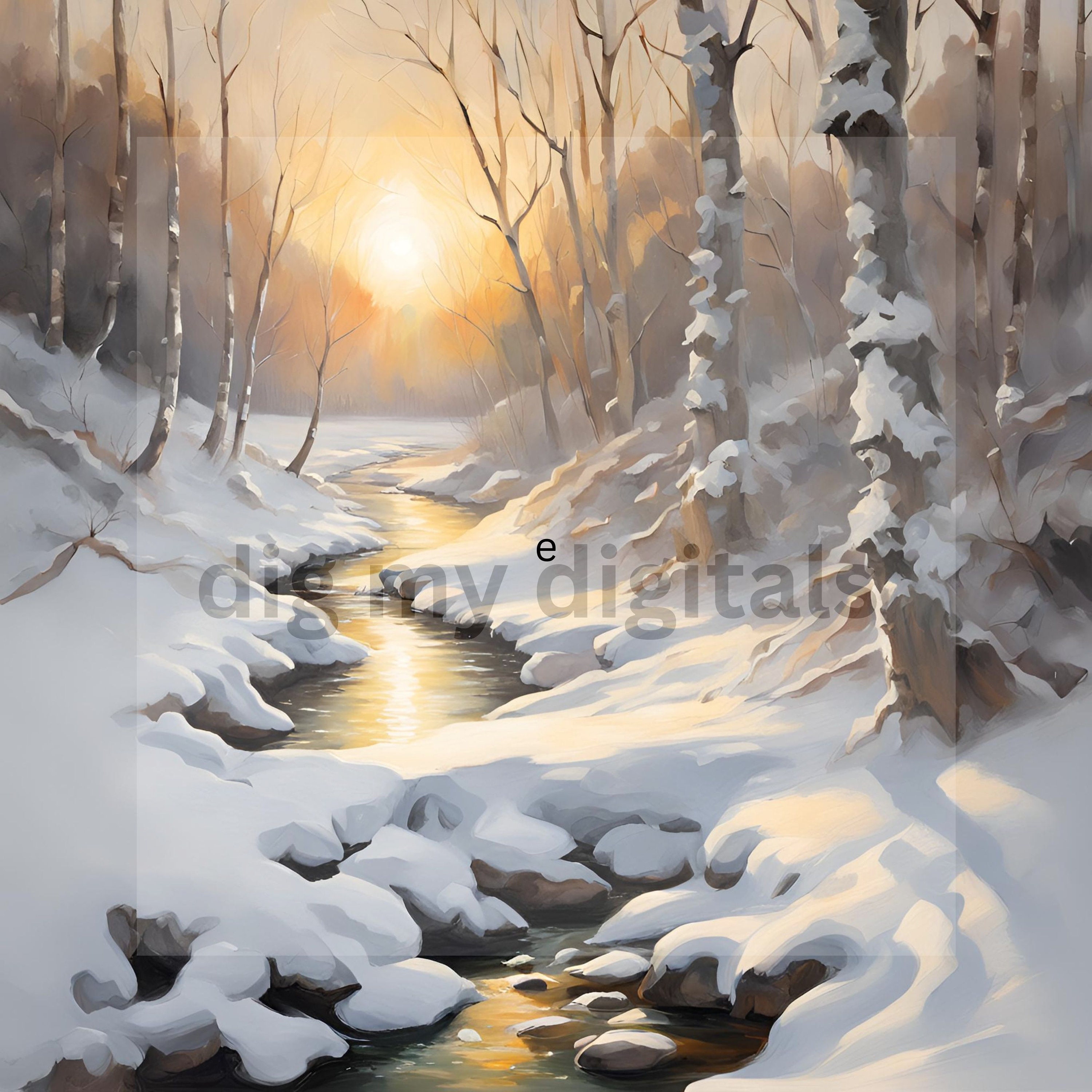 10 Snowy Landscape Clip Art, Printable Clipart, Jpg, Digital Download ...