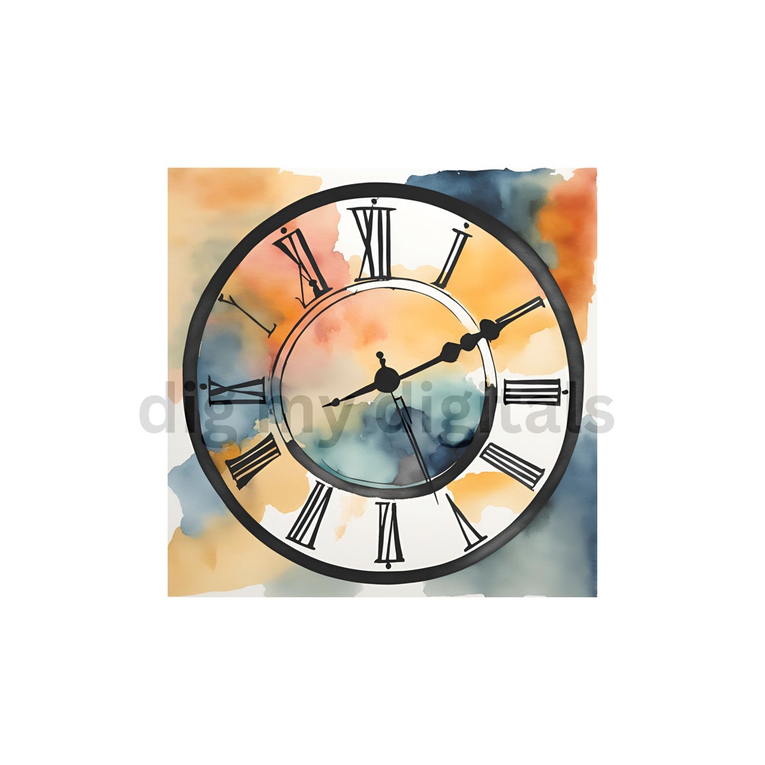 8 ABSTRACT CLOCK Clip Art, Printable Clipart, Jpg, Digital Download ...