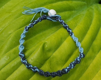 Mixed Blue Hemp Bracelet or Anklet