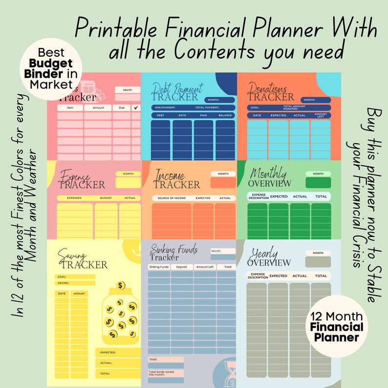 Financial Planner Printable Budget Binder Digital Paycheck Etsy
