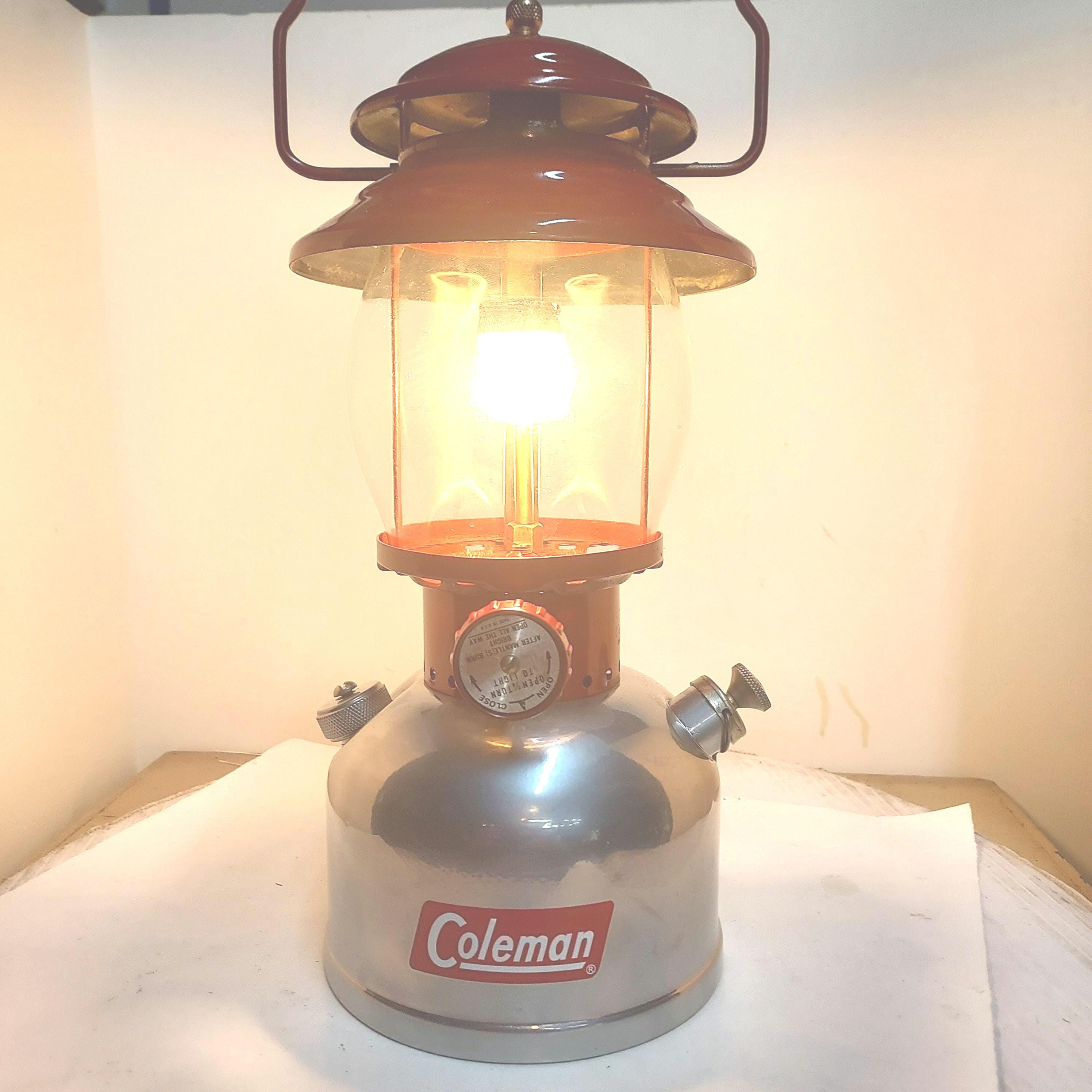 Vintage 1963 Coleman 200a Single Mantle Lantern, Custom 