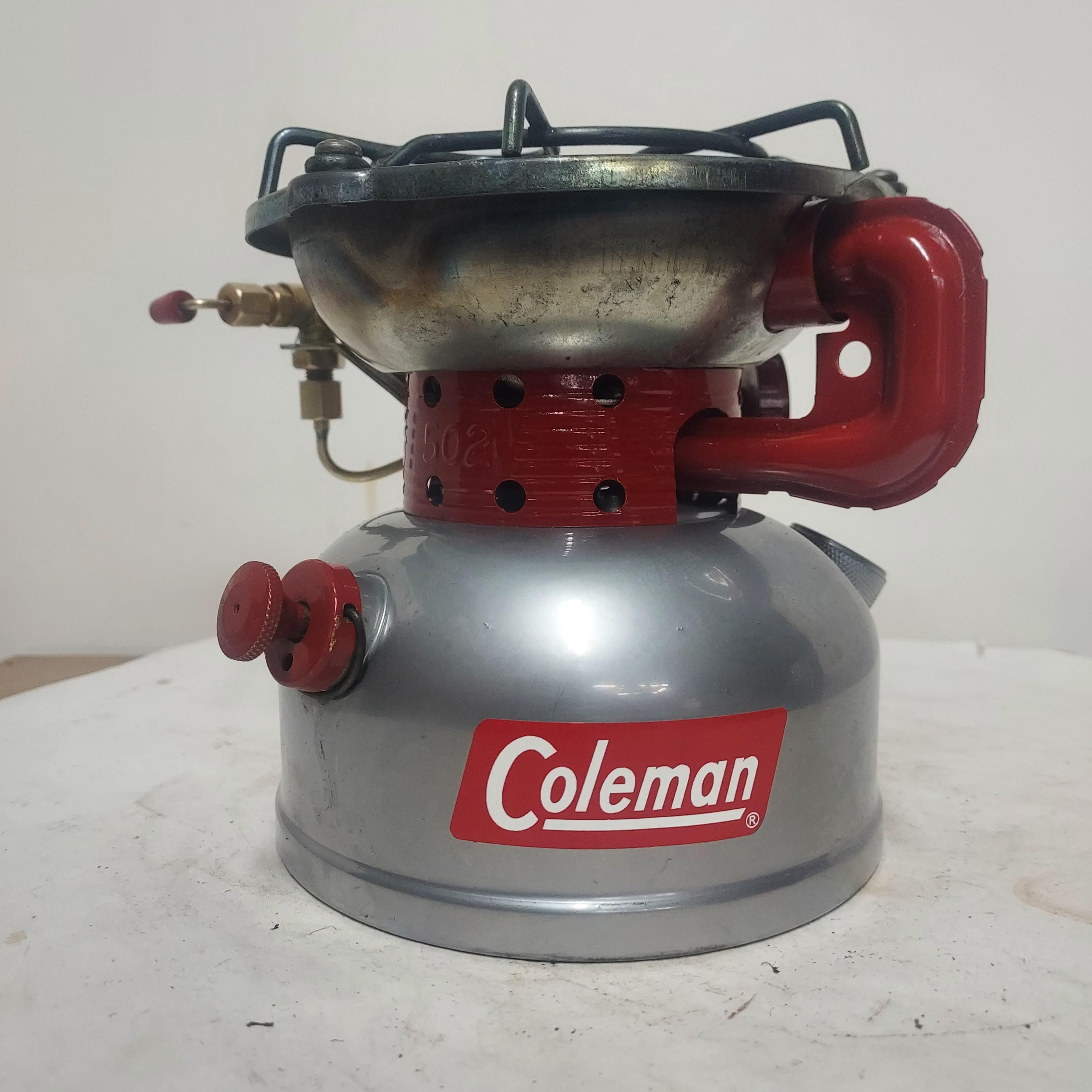 Coleman 502 Stove, Custom Chrome and Red Powdercoat Dated 8-1963
