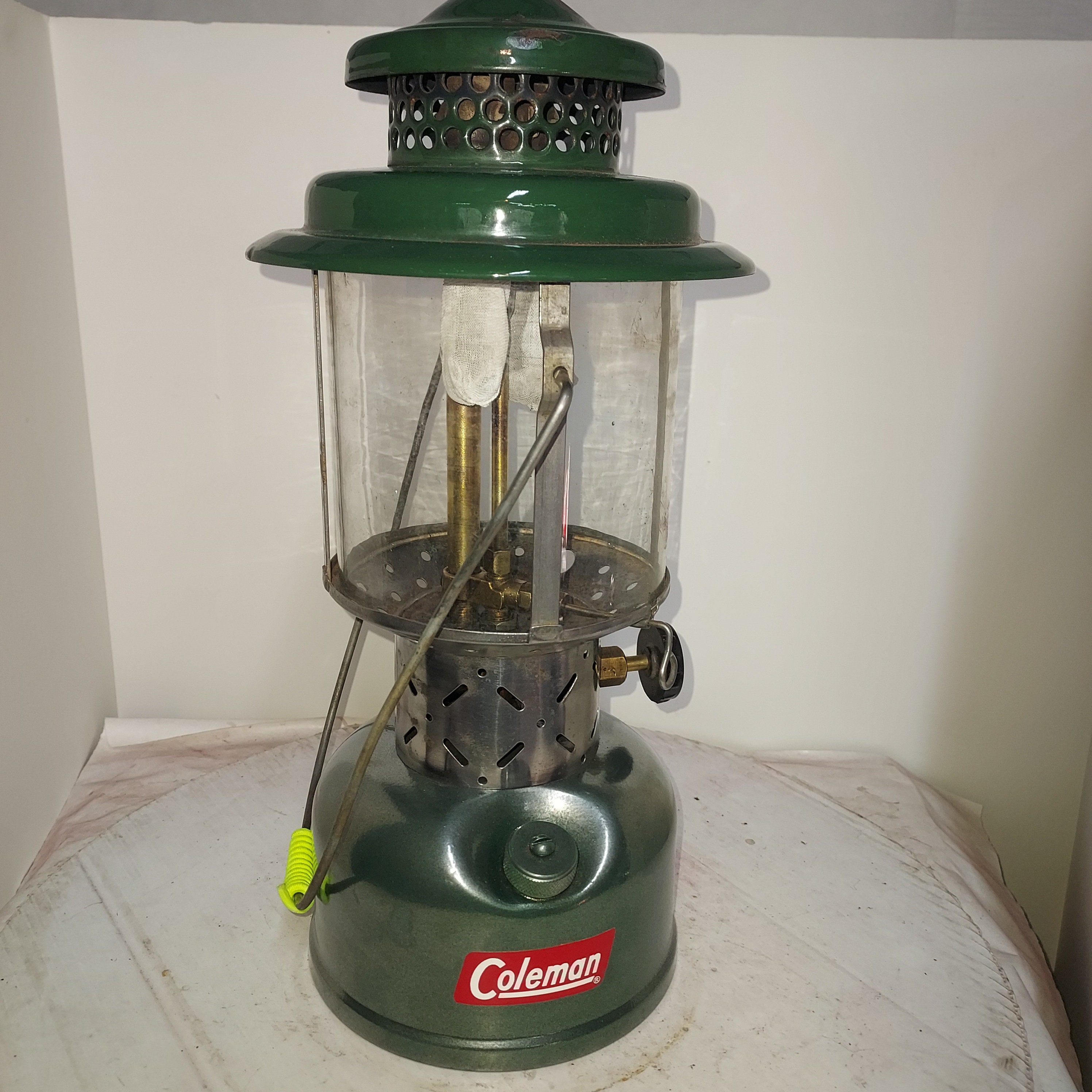 Custom Coleman Lantern and Wooden Case. Metallic Green Double Mantle ...