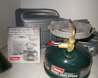 Vintage Coleman 508a camp stove. All original green paint. This one was too nice to repaint! Original 10-1991 stove ready to go to work.