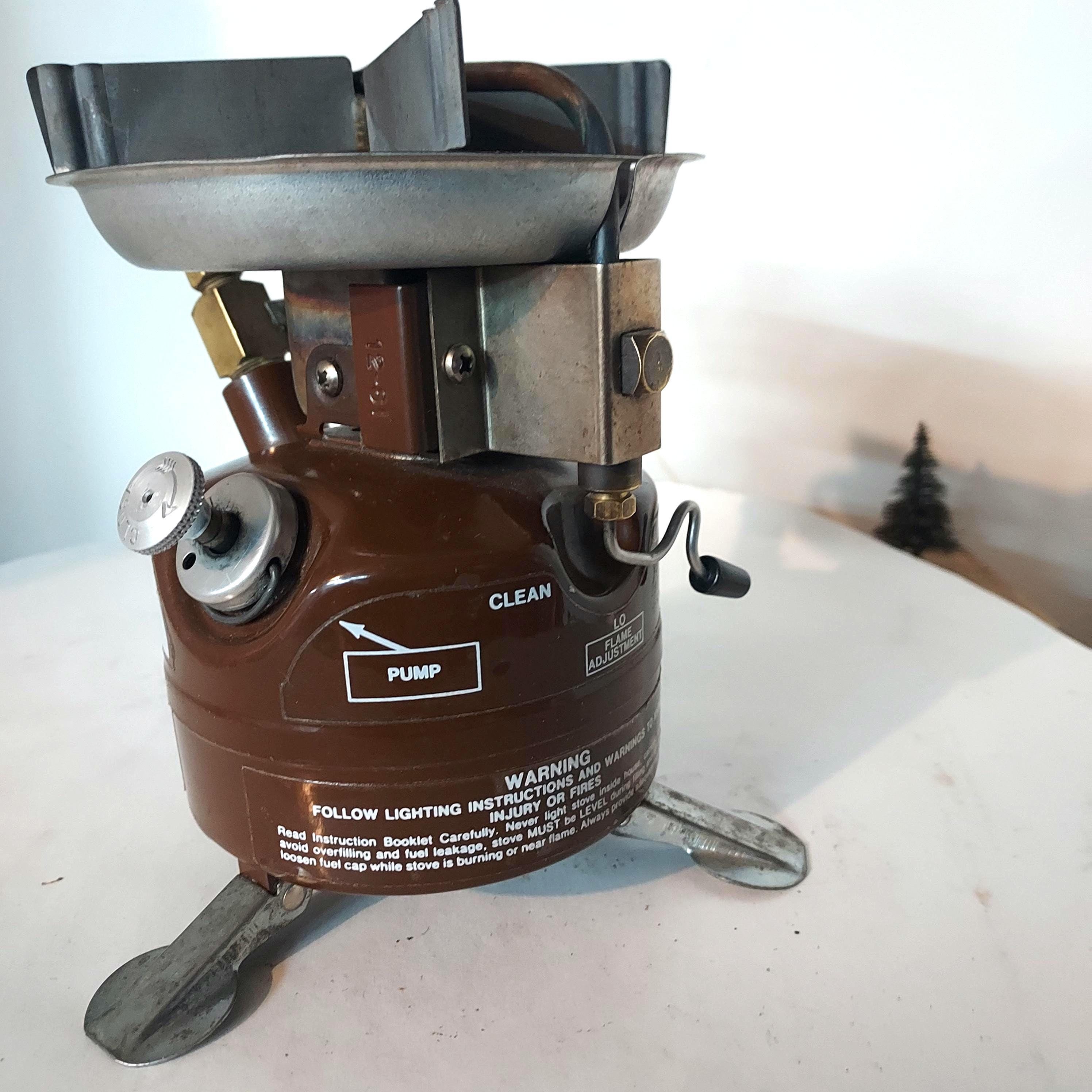 Restored Coleman Peak 1 Camp Stove Kit, MSR Cookpot, Primus Fuel