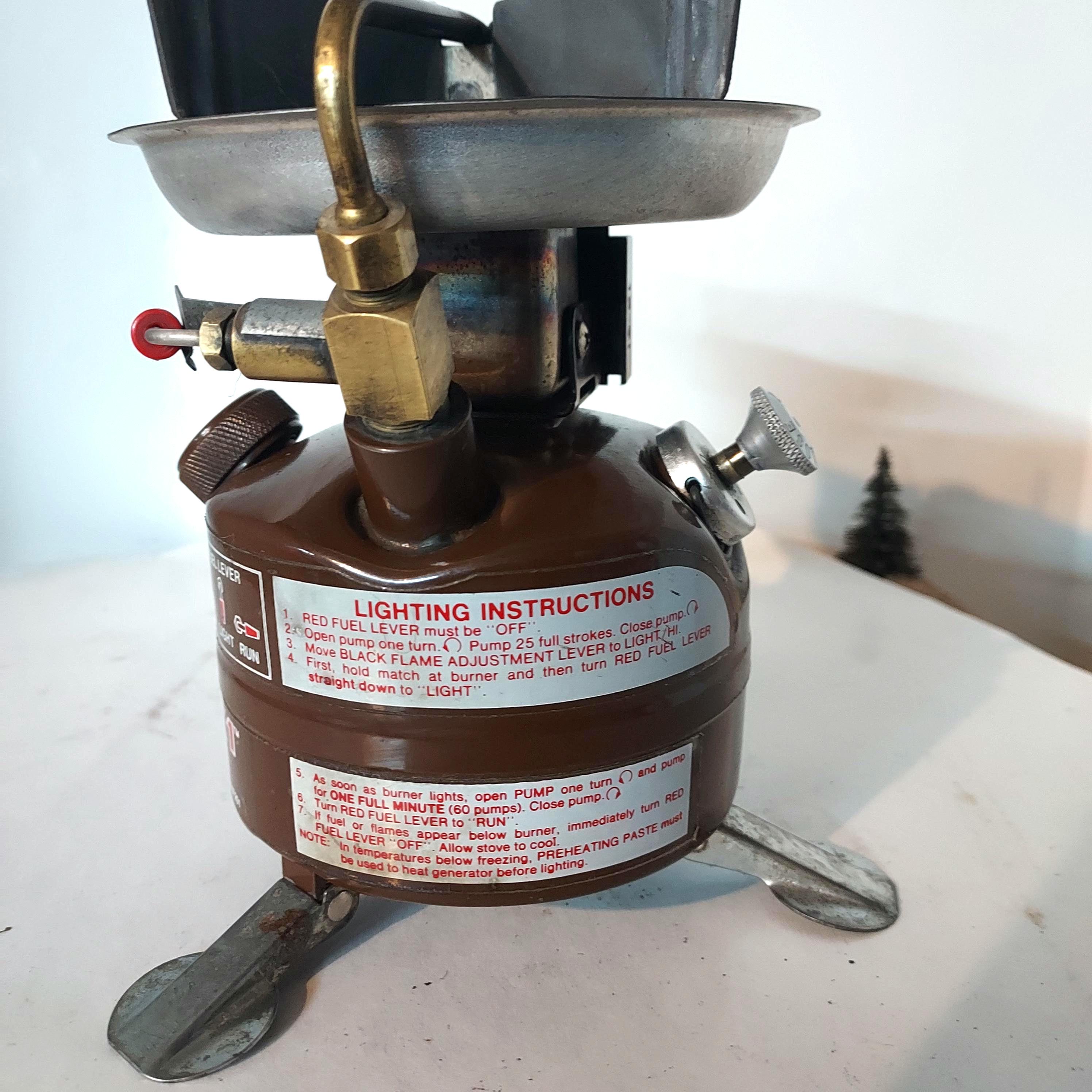 Restored Coleman Peak 1 Camp Stove Kit, MSR Cookpot, Primus Fuel
