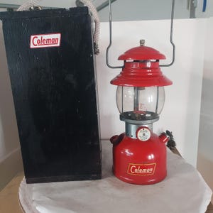 Vintage Coleman Lantern, 4-1958 and Custom Wooden Case. Single
