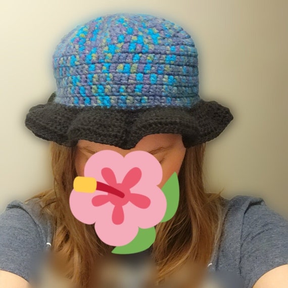 Crochet Bucket Hat | Aqua & Peacock Crochet Bucket Hat with Ruffles Pattern | TikTok main image 4
