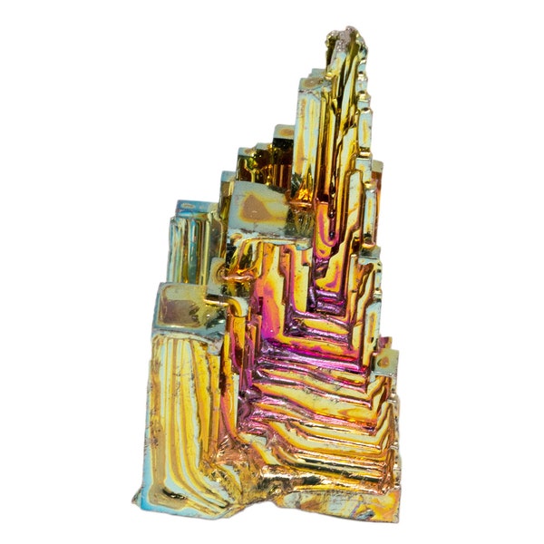 Wismut-Probe (1-4,5″)|Bismuth Turm|Bi Metall Kristall|Bismuth Kristall|Regenbogen Helle Metall-Mineralprobe|Labrador-Gewachsener Stein|Energieheilung|