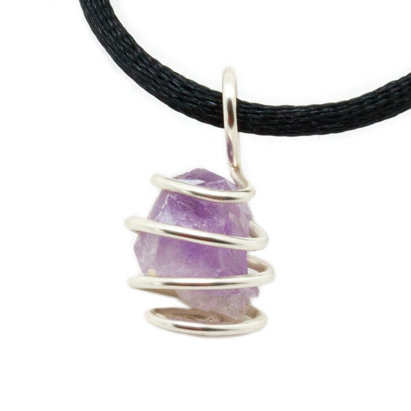 Amethyst Rough Vortex Pendant|Purple Amethyst Pendant|Healing Crystals|Handcrafted Jewelry|Wire wrap crystal|Raw Amethyst|Crystal Jewelry|