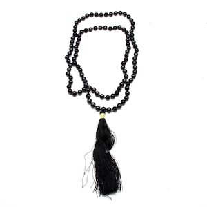 Black Tourmaline Mala Necklace|Black Tourmaline Jewelry|Mala Beads|Healing Crystal|Crystal Jewelry|Crystal Prayer Beads|Mala Necklace|