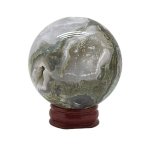 Moss Agate Sphere (50mm)|Moss Agate Ball|Moss Agate Crystal|Healing Crystal|Crystal Sphere|Gemstone Sphere|Polished Moss Agate|Witchy Decor|
