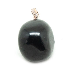 Shungite Tumbled Pendant-1&quot;|Shungite Jewelry|Shungite Pendant|Black Shungite|Detoxify your body|EMF Protection|Grounding|Shungite Water|