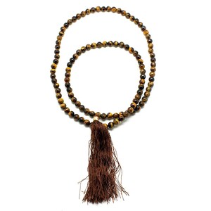 Tiger’s Eye Mala Necklace|Tiger&#39;s Eye Necklace|Mala Beads|Healing Crystals|Crystal Jewelry|Crystal Prayer Beads|Gemstone Mala Necklace|