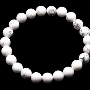 Howlite Bead Bracelet(8mm)|Howlite Jewelry|Crystal Bracelet|Crystal jewelry|White Crystal|Healing Crystal|Bead bracelet|Gemstone Bracelet|