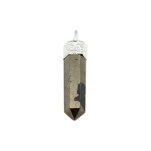 Pyrite Silver Plated Point Pendant|Pyrite Pendant|Pyrite Point|Pyrite Jewelry|Pyrite Necklace|Crystal Jewelry|Crystal Healing|Pyrite|