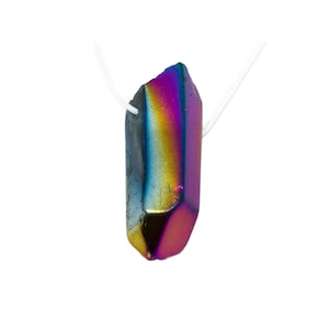 Rainbow Aura Quartz Drilled Pendant|Aura Quartz Drilled Stone|Aura Coated Crystal|Aura Quartz for Jewelry Making|Drilled Crystal for Jewelry