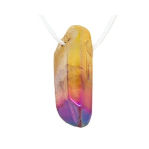 Yellow/Purple/Pink Aura Quartz Drilled Pendant|Aura Quartz Drilled Stone|Aura Coated Crystal|Aura Crystal for Jewelry Making|Drilled Quartz