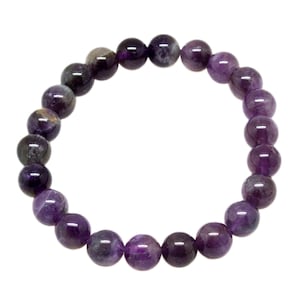 Amethyst Crystal Bead Bracelet (8mm)|Purple Amethyst Bracelet|Healing Crystals|Crystal Bracelet|Gemstone|Amethyst Jewelry|Crystal Jewelry|
