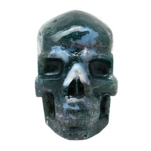 Moss Agate Large Skull (3lb)|Moss Agate Polished|Crystal Skull|Agate Display Piece|Crystal Healing|Witchy Decor|Agate Skull|Skull Carving|