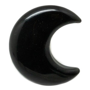 Black Obsidian Moon-25mm|Black Obsidian Moon Carving|Volcanic Glass|Protection|Obsidian Crystal|Crystal Healing|Grounding Stone|Crystal Moon