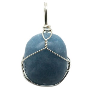 Angelite Wire Wrapped Pendant|Angelite Pendant|Angelite Necklace|Crystal Jewelry|Crystal Pendant|Healing Crystal Jewelry|Angelite Jewelry|