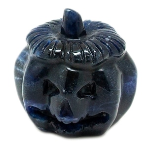 Sodalite Pumpkin Crystal Carving|Sodalite Jack O&#39; Lantern Crystal|Sodalite Carving|Witchy Decor|Crystal Healing|Halloween Crystal|