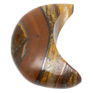 Tiger’s Eye Moon(30mm)|Tiger&#39;s Eye Moon Carving|Tiger&#39;s Eye Crystal|Healing Crystals|Crystal Carving|Crystal Moon|Tigers Eye Crescent Moon|