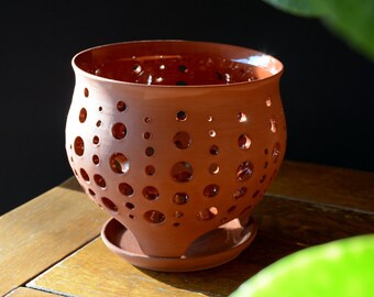 XL openwork pot for orchid or anthurium in terracotta terracotta made to order