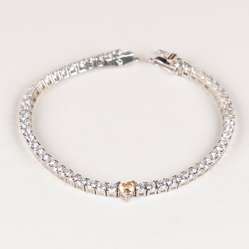 Water Way Design Silver Women's Bracelet, 925 Sterling Zircon Stone Silver Bracelet, Silver shops Tennis Bracelet, Gift for Wife, Gift for Mom