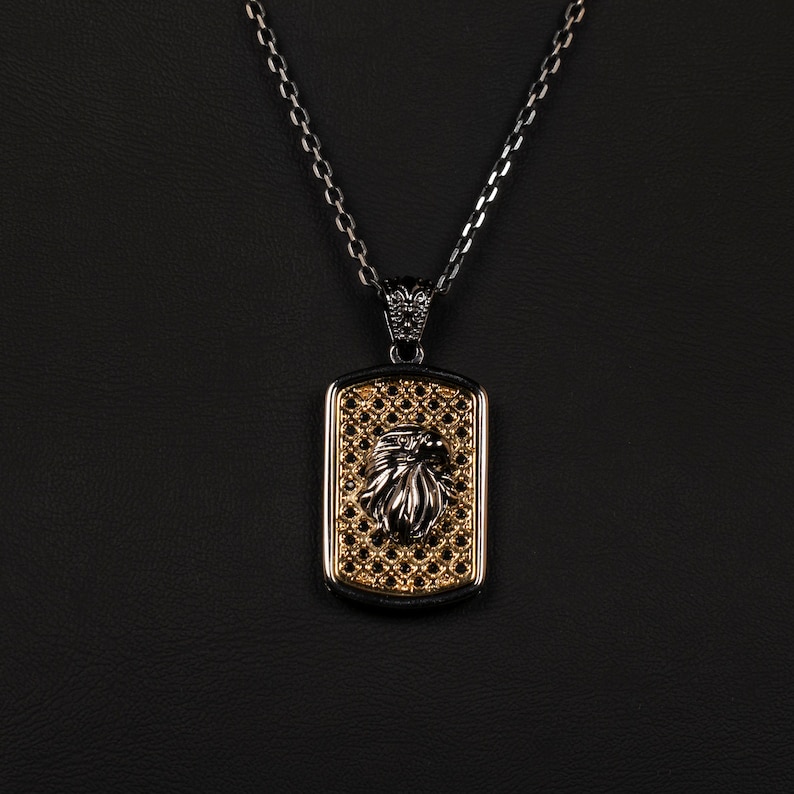 Silver Eagle Men Necklace, Luxury Silver Mens Necklace, Gift for Him